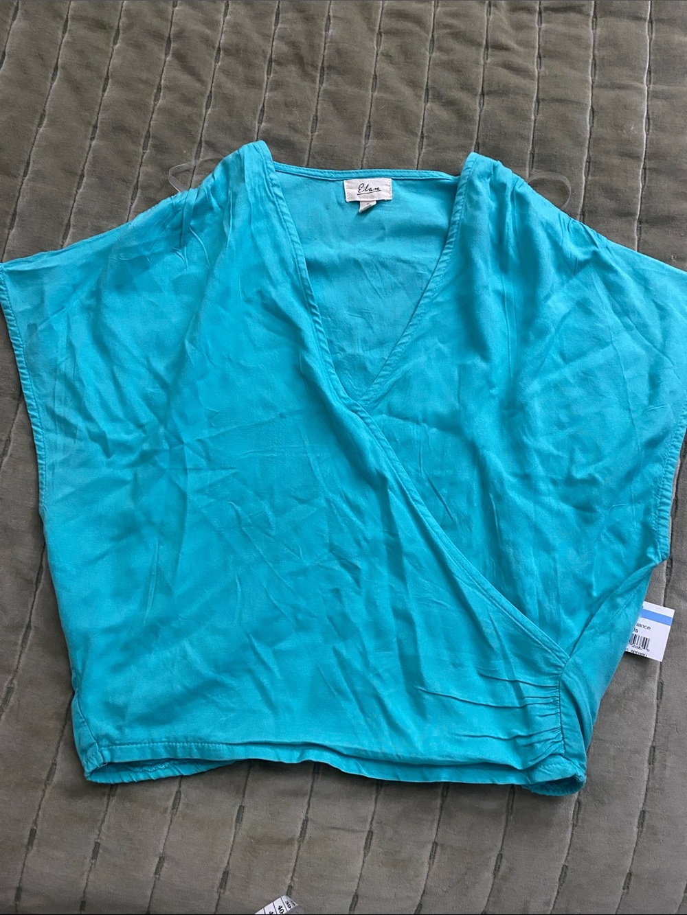 Elan Bright Turquoise Scoop Neck Top